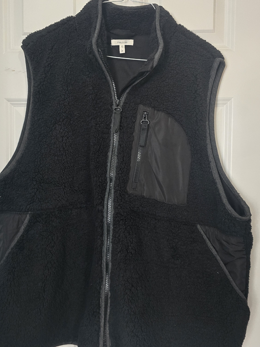 Maurices Women's Black Sherpa Vest with Zip Chest Pocket
